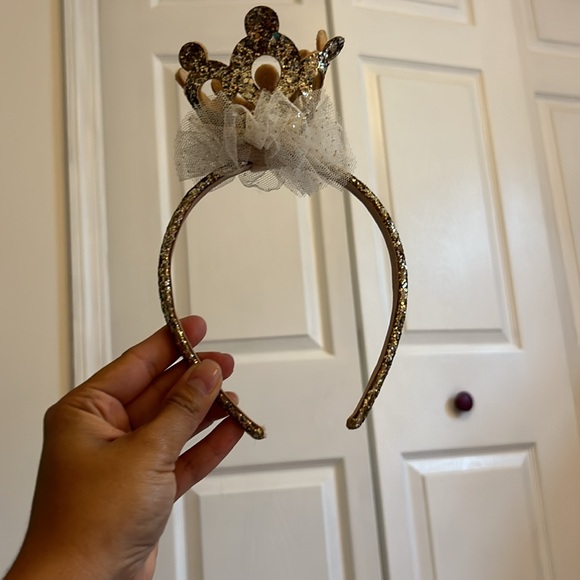 H&M Glitter Gold Sparkle Headband with Gold Crown - Picture 1 of 7